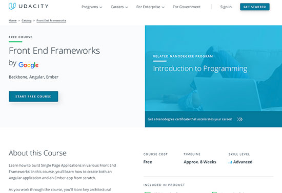 Front End Frameworks - Udacity Free Courses