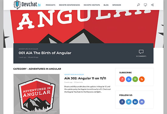 Adventures in Angular Podcasts - Devchat.tv