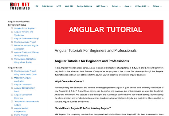 Angular Tutorials For Beginners, Dot Net Tutorials